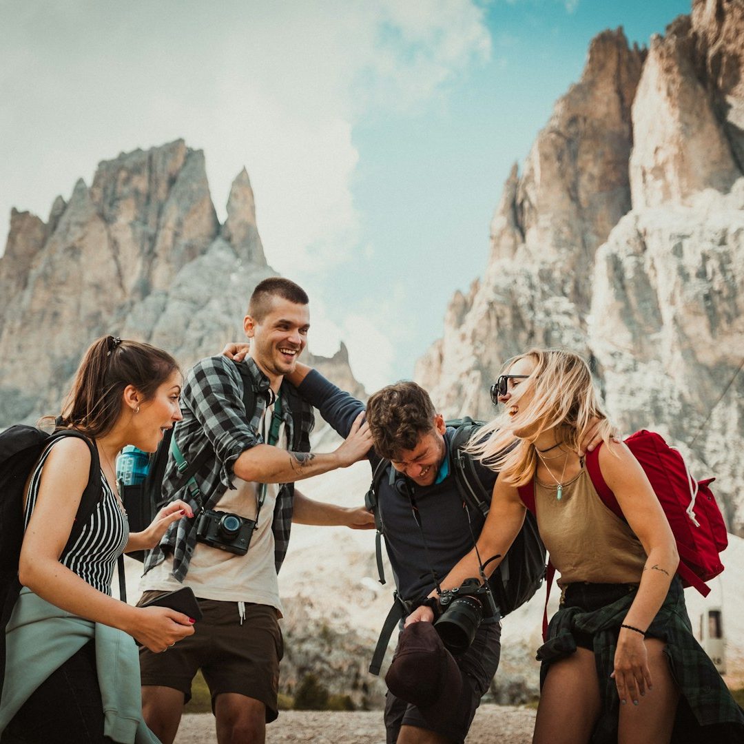 Holiday Experiences and travel Group of travellers enjoying a holiday together