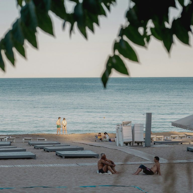 Adults - Only and Long Haul Holidays Peaceful beach resort with sun loungers overlooking the sea